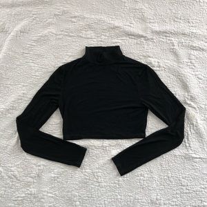 Don’t Ask Why Black Long Sleeve Mock Neck Crop Top